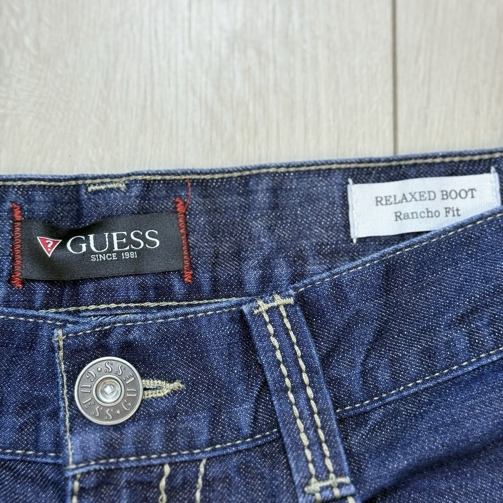 Guess Denim Shorts Mens 36 Blue Relaxed Boot Rancho Fit Y2K Cutoff Jean Shorts - Picture 2 of 9